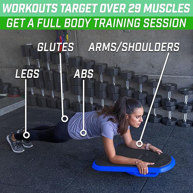 GoSports Fitness Plank Board with Smart Phone Holder - Blue or Red - Core Hub for Full Body Workouts