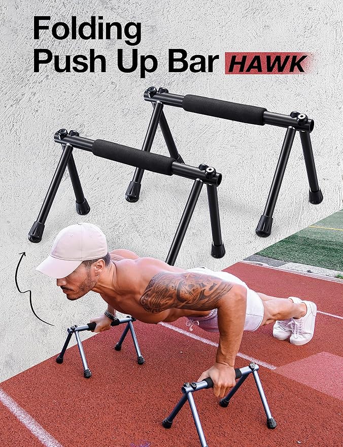 Folding Push Bar - Duralumin Metal Push Bars Heavy Duty Lightweight and Indoor and Outdoor Parallet Bar for Men and Women