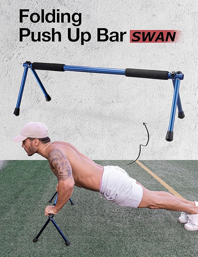 Folding Push Bar - Duralumin Metal Push Bars Heavy Duty Lightweight and Indoor and Outdoor Parallet Bar for Men and Women