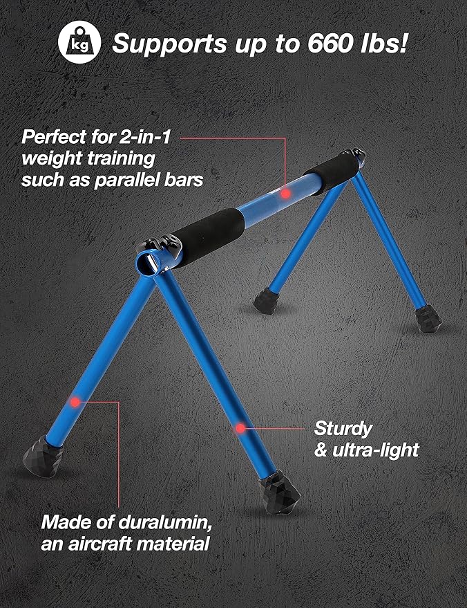 Folding Push Bar - Duralumin Metal Push Bars Heavy Duty Lightweight and Indoor and Outdoor Parallet Bar for Men and Women