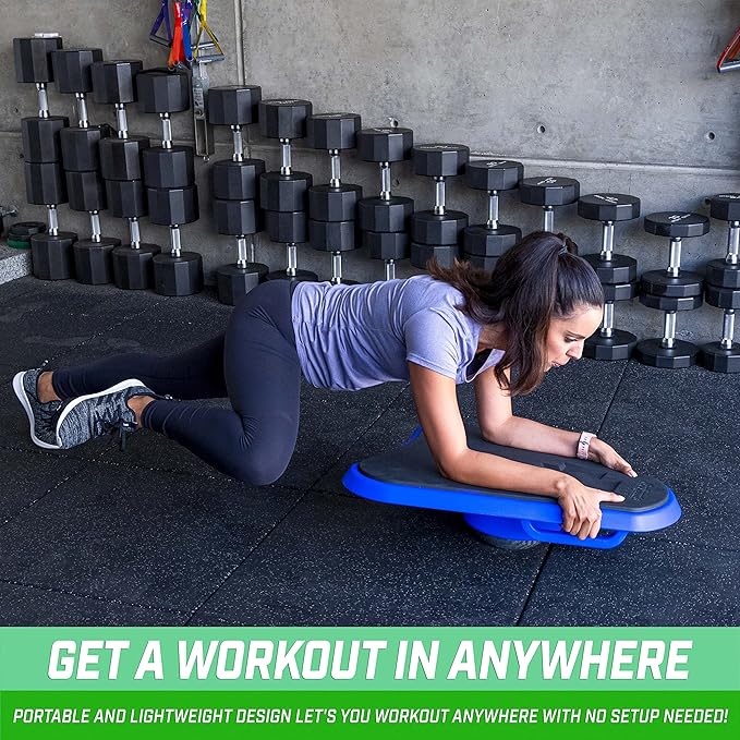 GoSports Fitness Plank Board with Smart Phone Holder - Blue or Red - Core Hub for Full Body Workouts