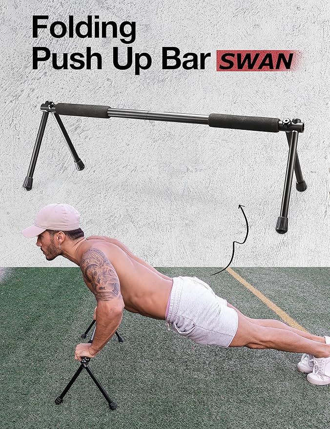 Folding Push Bar - Duralumin Metal Push Bars Heavy Duty Lightweight and Indoor and Outdoor Parallet Bar for Men and Women